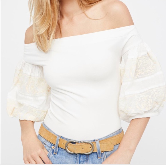 Free People ‘Rock It’ Top w/Embroidered Sleeves. - Picture 2 of 7